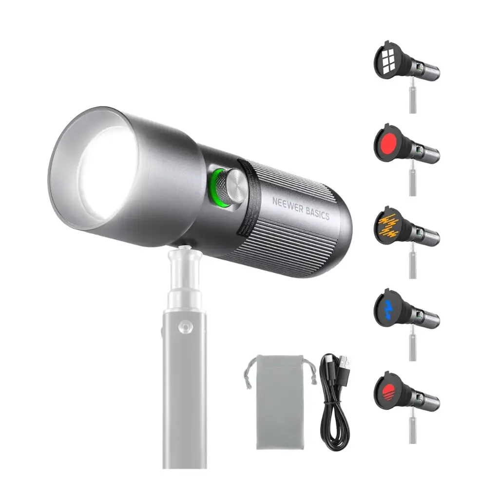 [LL020] Neewer Basics Linterna de fotografía 10w RGB 4 Colores 20 Filtros GOBO