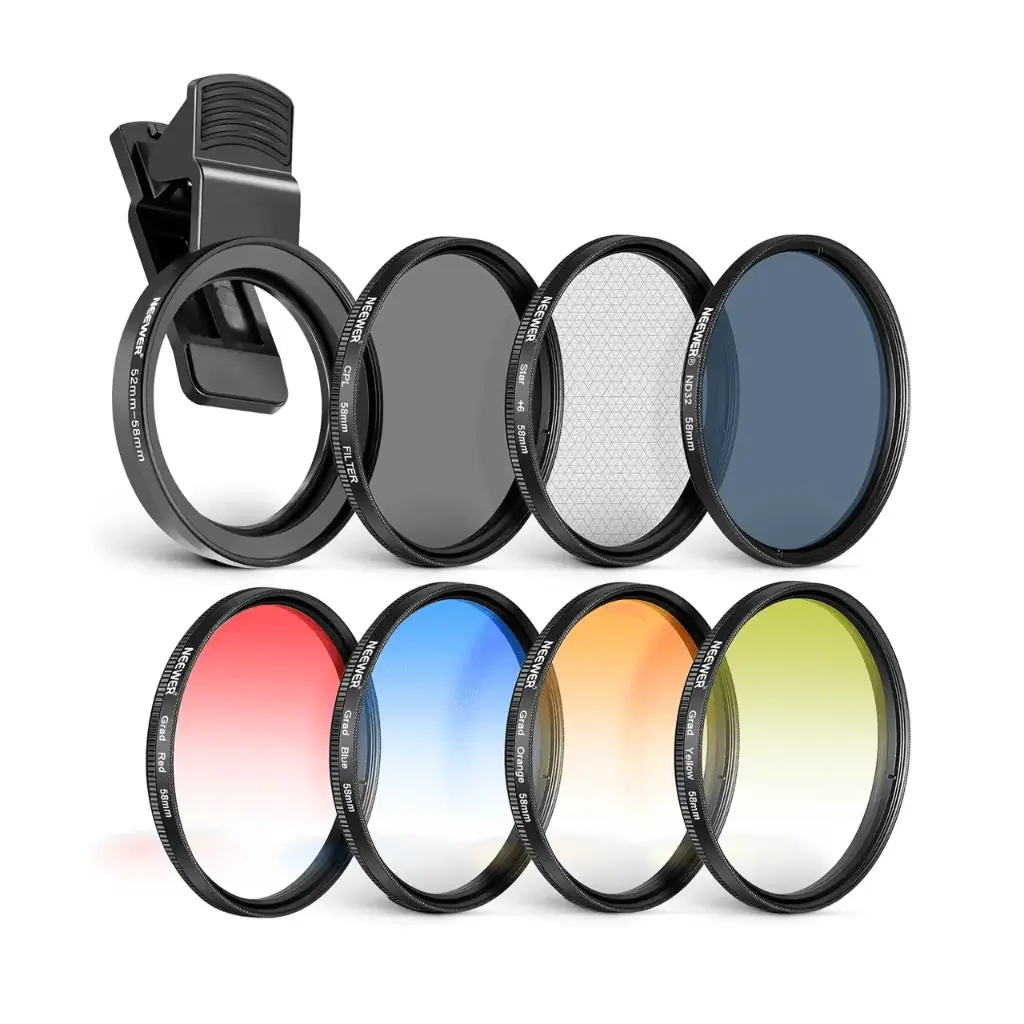 Kit de 7 filtros 67mm Neewer (ND, CPL, STAR, COLOR)