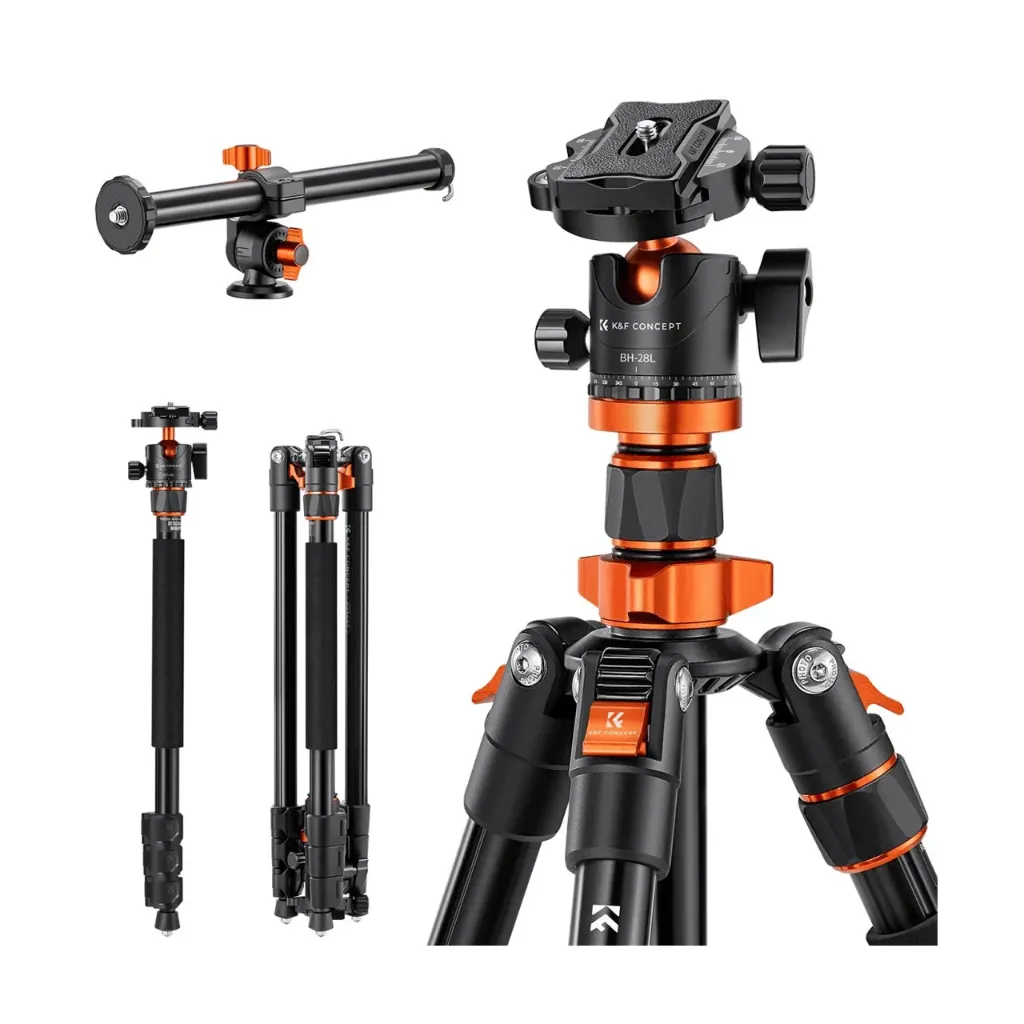 [TR005] Trípode profesional KF&Concept O234A7+BH28L 2M  extensión para tomas cenitales + monopie + cabezal de bola panorámico BH28L
