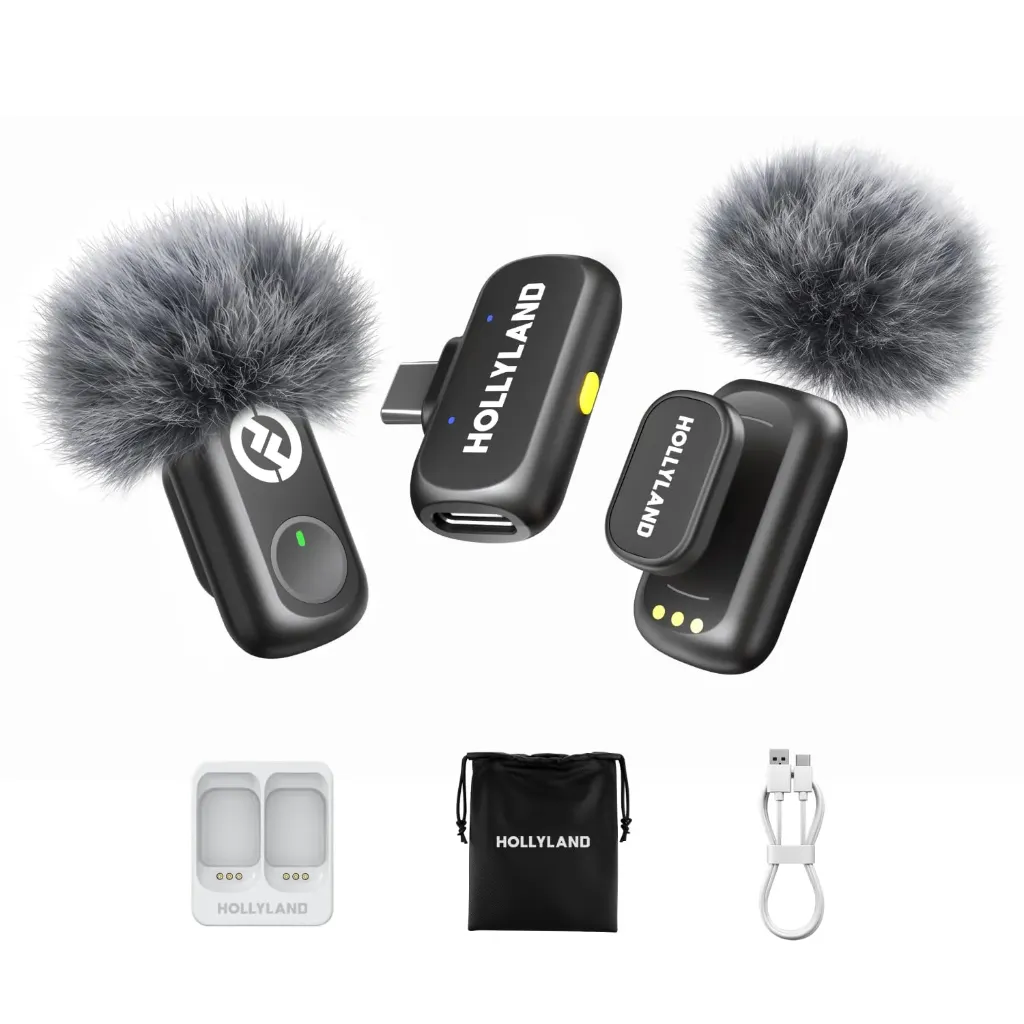 [AU025] Micrófono inalámbrico Hollyland Lark A1 iPhone 17/16/15 y Android, 48kHz/24-bit, cancelación de ruido de 3 niveles y control por APP