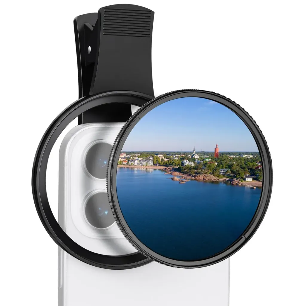 [FL009] Kit de filtro CPL (Circular Polarizado) 67mm c/clip para celulares y estuche