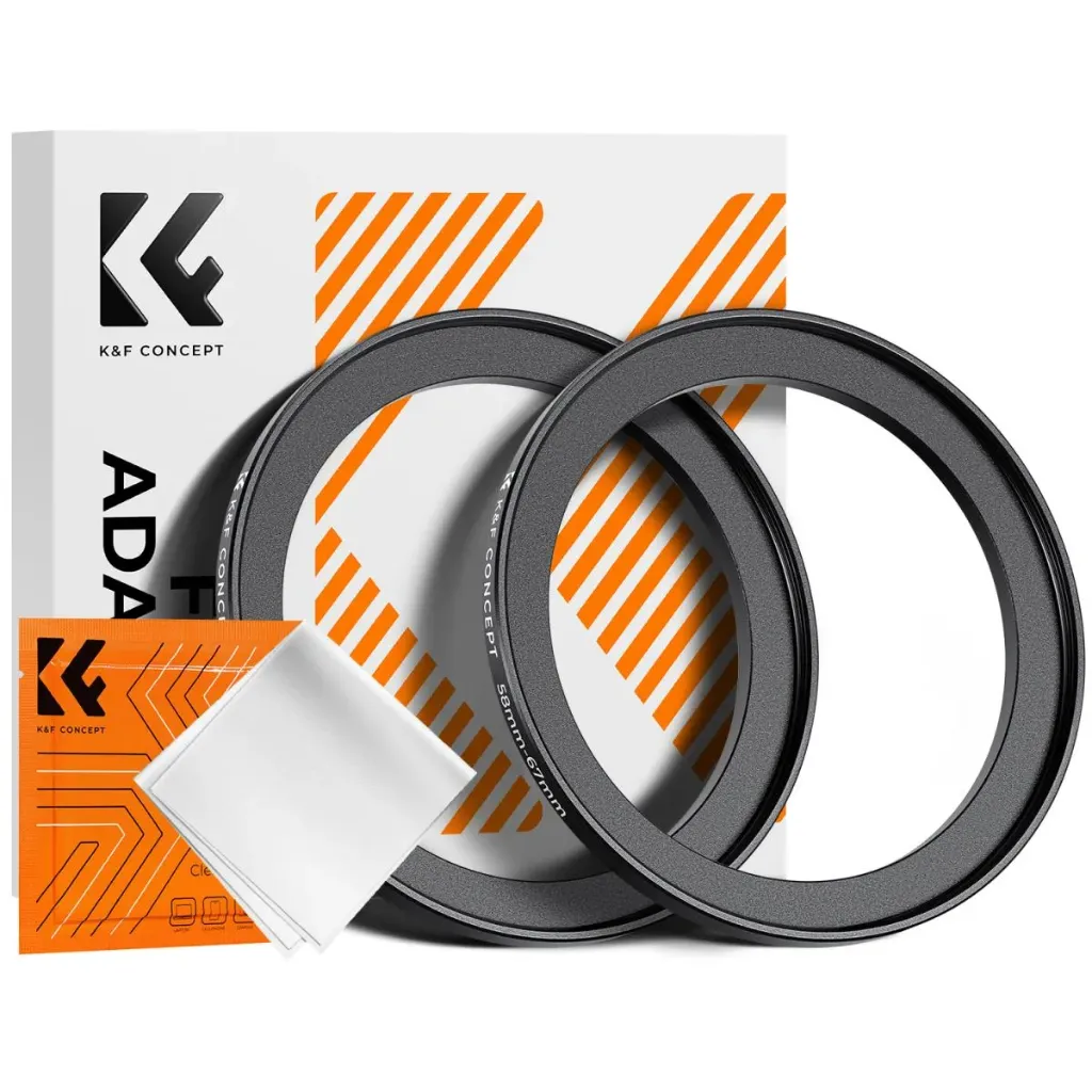 Adaptador de aluminio para filtros 58mm>67mm KF CONCEPT (2 unidades)
