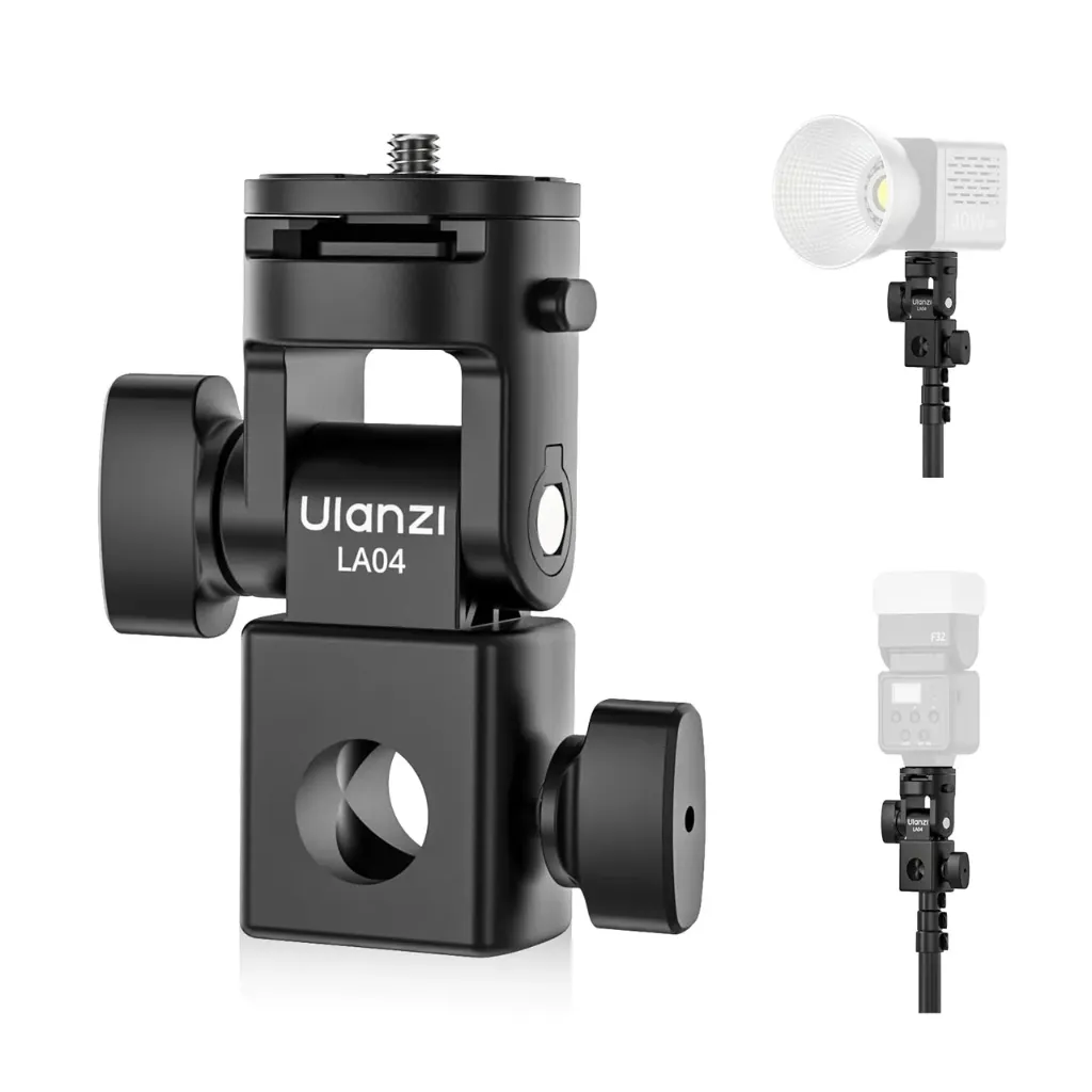 ULANZI LA04 Adaptador de montaje de soporte de luz con tornillo de 1/4", placa de montaje de liberación rápida